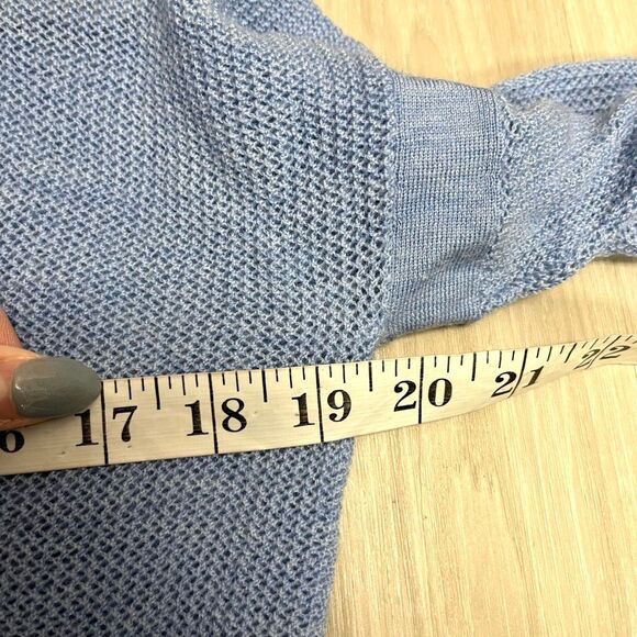 J. Crew Sweater Women’s XS 100% Merino Wool Blue Pullover Knit V-Neck - Picture 5 of 6